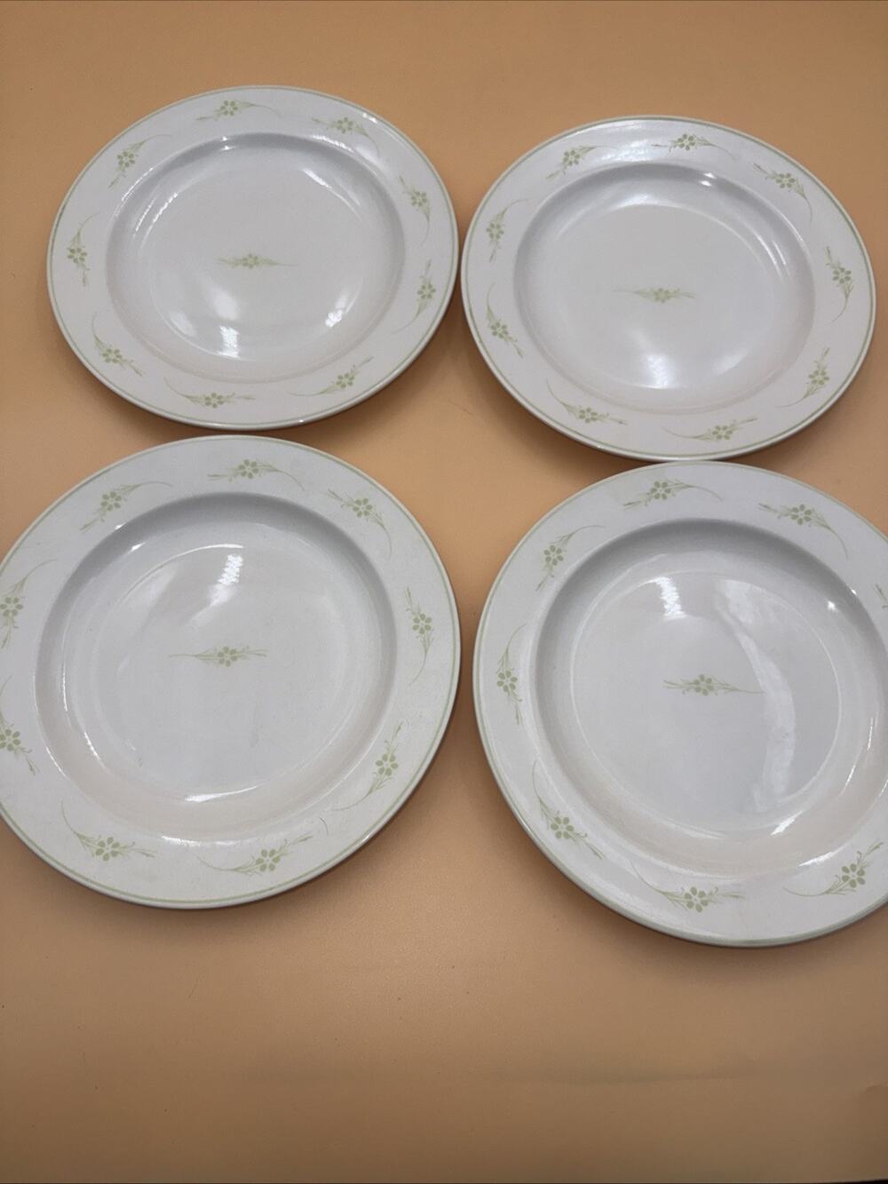 MARTHA STEWART 4 Luncheon Plates Green Tea Nosegay Pattern Salad Plates 8.5”